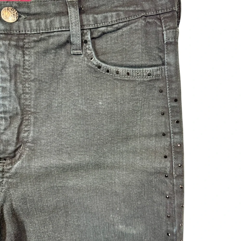 NYDJ‎ Black Wash Slim Leg Jeans Rhinestone Embellished Denim Pants Size 6